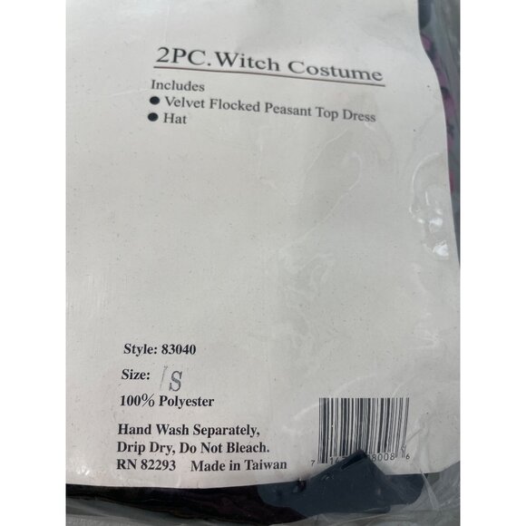 Leg Avenue 2 PC Witch Costume Size Small Pink Black Velvet Flocked Peasant NEW - Picture 3 of 6